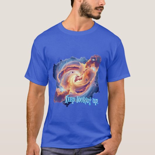 宇宙とポジティ保ブ:見上げる。 Tシャツ (正面)