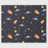 宇宙とロケット ラッピングペーパー (フラット)