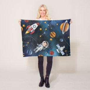 宇宙と宇宙マン フリースブランケット