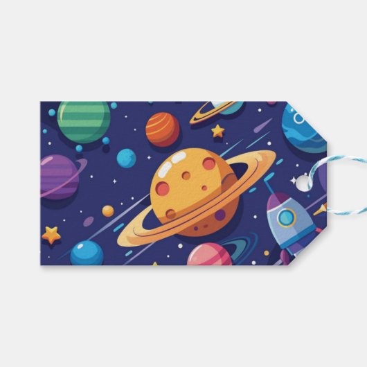 宇宙と惑星のテーマ ギフトタグ (正面(横))