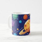 宇宙と惑星のテーマ コーヒーマグカップ (正面左)