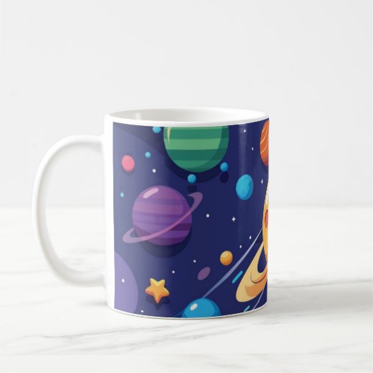 宇宙と惑星のテーマ コーヒーマグカップ (左)