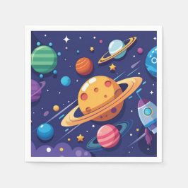 宇宙と惑星のテーマ スタンダードカクテルナプキン