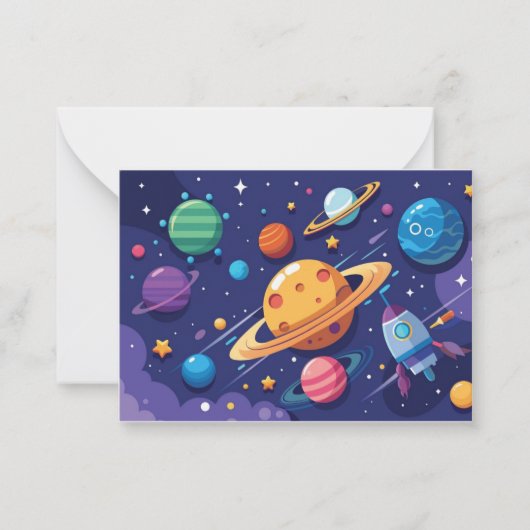 宇宙と惑星のテーマ ノートカード (正面)