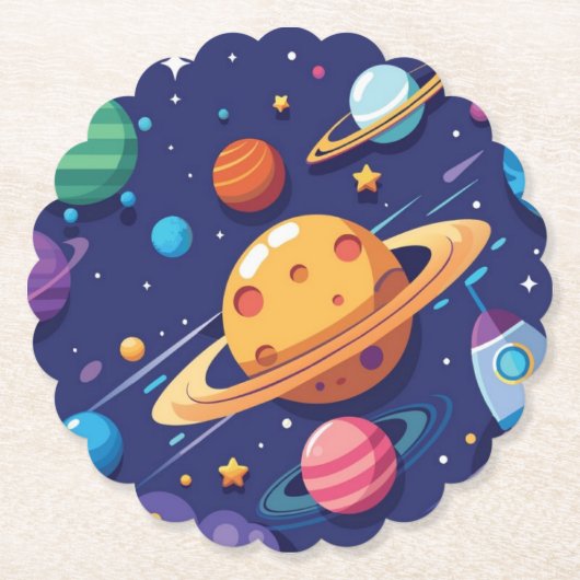 宇宙と惑星のテーマ ペーパーコースター (正面)