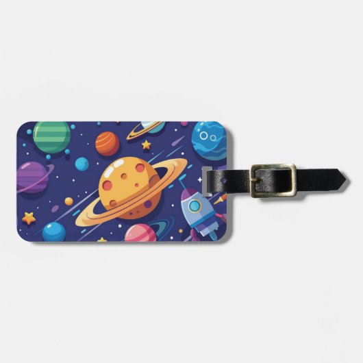 宇宙と惑星のテーマ ラゲッジタグ (正面横)
