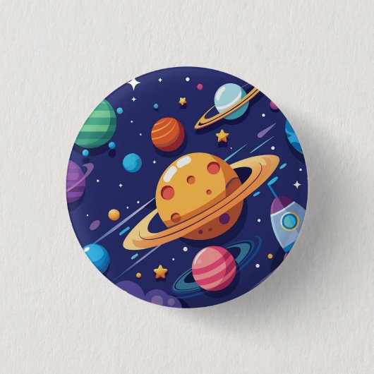 宇宙と惑星のテーマ 缶バッジ (正面)