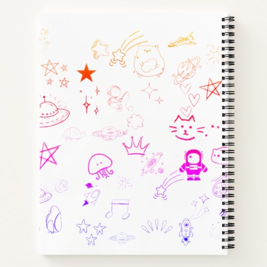宇宙と惑星ドードルノートブパーソナライズされたック ノートブック (裏面)