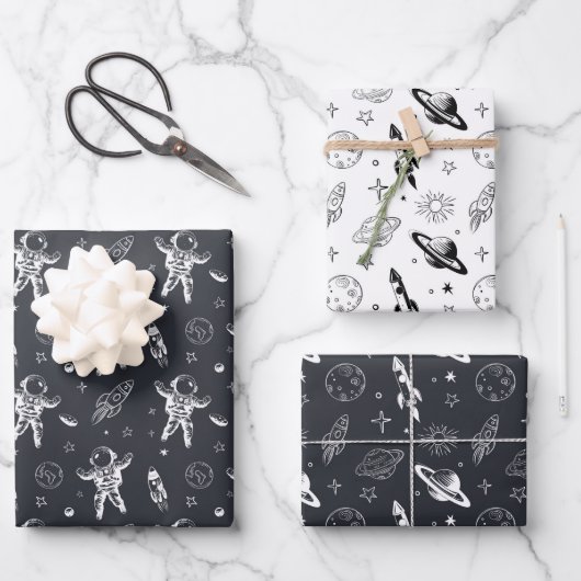 宇宙と惑星銀河系 ラッピングペーパーシート (正面)