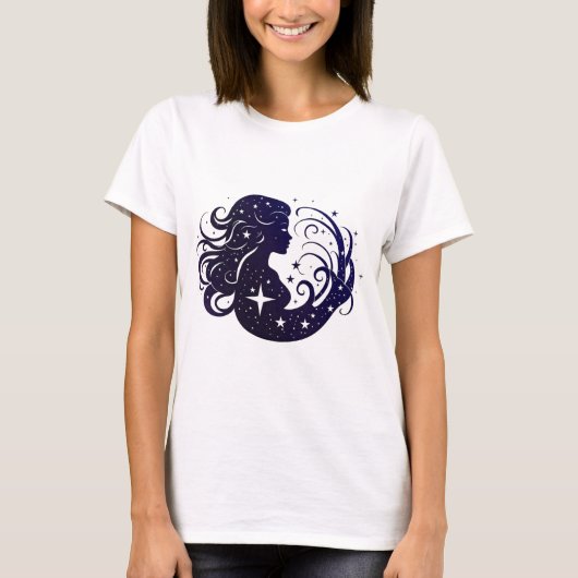 宇宙と星の要素が融合したVigro 星座デザイン Tシャツ (正面)