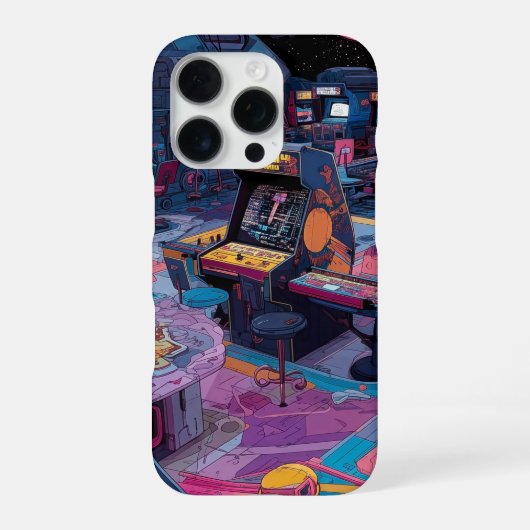 宇宙にある未来的レトロアーケード iPhoneケース (裏面)