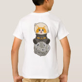 宇宙にいるかっこいい猫 猫の宇宙飛行士 月 Tシャツ (裏面)