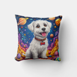 宇宙にいるかわいい漫画の犬 クッション