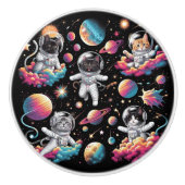 宇宙にいるかわいい猫のノブ セラミックノブ (正面)