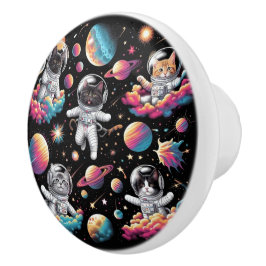 宇宙にいるかわいい猫のノブ セラミックノブ