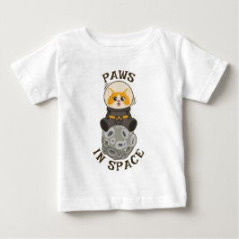 宇宙にいるかわいい猫 宇宙飛行士の猫 月 ベビーTシャツ