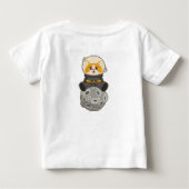宇宙にいるかわいい猫 宇宙飛行士の猫 月 ベビーTシャツ (裏面)