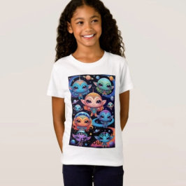 宇宙にいるカラフルな小さなエイリアン Tシャツ