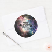 宇宙にいる面白い猫 ラウンドシール (封筒)