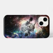 宇宙にいる面白い猫 iPhoneケース (裏面横)