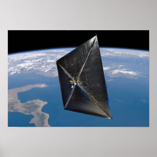 宇宙におけるNanoSail-Dのアーティストコンセプト ポスター (正面)