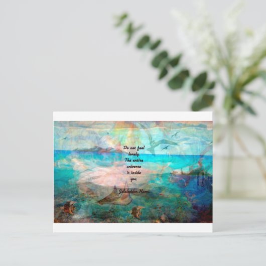 宇宙についてのRumiのインスピレーションの引用文 ポストカード (スタンド正面)
