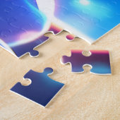 宇宙にヘッドフォンを持つネオンアニメの少女 ジグソーパズル (側面)