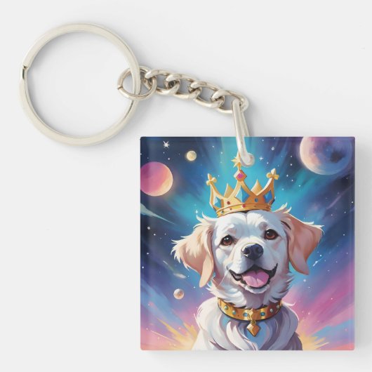 宇宙に冠をかぶった犬 キーホルダー (正面)