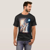 宇宙に浮かぶコーギーのドーナツ 可愛いコーギー少年少女たちM Tシャツ (正面フル)