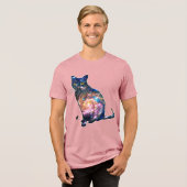 宇宙に浮かぶネコTシャツ トライブレンドTシャツ (正面全面)