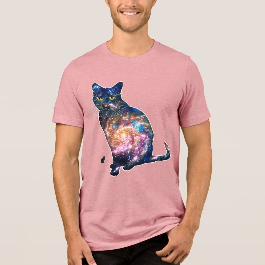 宇宙に浮かぶネコTシャツ トライブレンドTシャツ (正面)