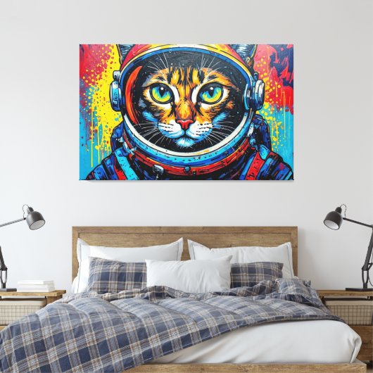 宇宙に浮かぶベンガル猫 キャンバスプリント (インサイチュ (寝室))
