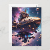 宇宙に浮かぶ宇宙海賊船 シーズンポストカード (正面/裏面)