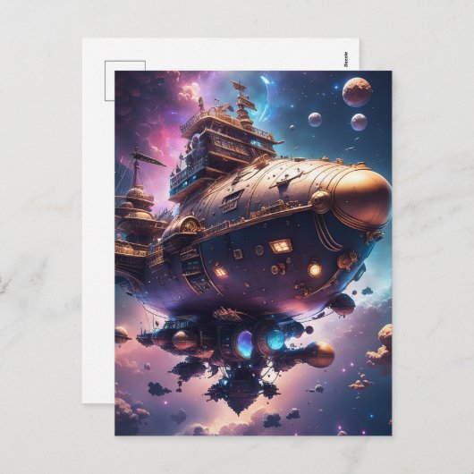 宇宙に浮かぶ宇宙海賊船 シーズンポストカード (正面/裏面)