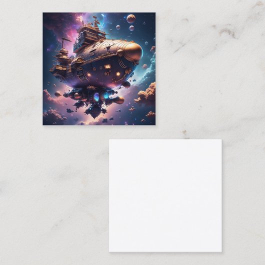 宇宙に浮かぶ宇宙海賊船 スクエア名刺 (正面/裏面)
