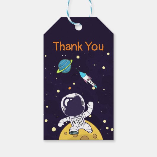 宇宙に浮かぶ宇宙飛行士ありがとう ギフトタグ (正面)