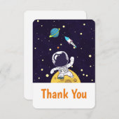 宇宙に浮かぶ宇宙飛行士ありがとう サンキューカード (正面/裏面)