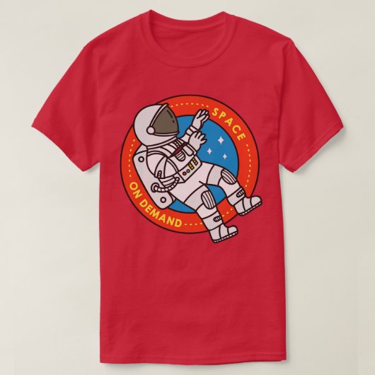 宇宙に浮かぶ宇宙飛行士のかわいいドードル Tシャツ (デザイン正面)