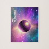 宇宙に浮かぶ完璧な紫色の宇宙圏 ジグソーパズル (縦)