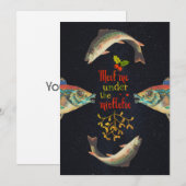 宇宙に浮かぶ魚のクリスマス引用 シーズンカード (正面/裏面)