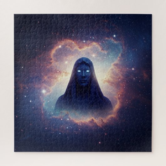 宇宙に目を白熱［赤熱］光を放つ持つ異世界の精神 ジグソーパズル (縦)