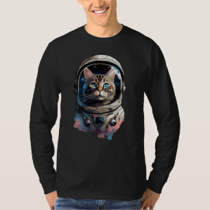 宇宙ねこアストロ水彩アート Tシャツ