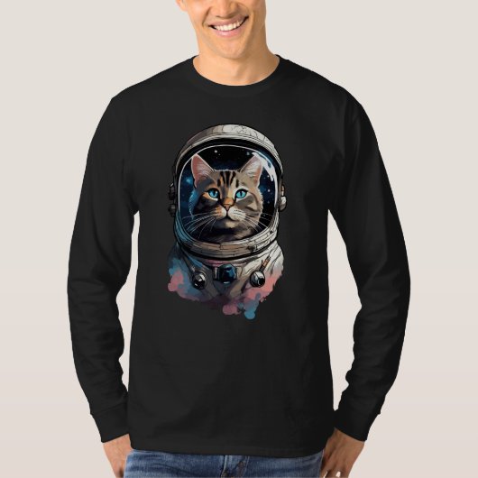 宇宙ねこアストロ水彩アート Tシャツ (正面)