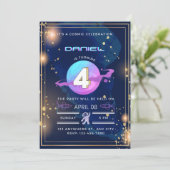 宇宙のお祭り 4歳の誕生日 招待状 (スタンド正面)