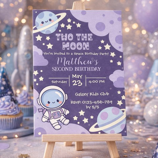 宇宙のその向こう 月の2歳の誕生日少年 招待状
