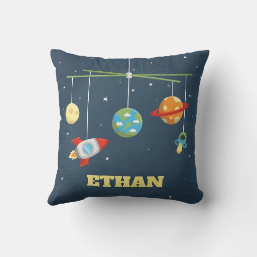 宇宙のまぐさ桶は男の赤ちゃんの子供部屋の枕をもてあそびます クッション (裏面)