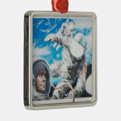 宇宙のアメリカの宇宙飛行士のイラストレーション メタルオーナメント (右)