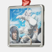 宇宙のアメリカの宇宙飛行士のイラストレーション メタルオーナメント (左)