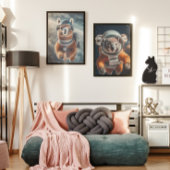 宇宙のアルパカのシュールな動物アート ポスター