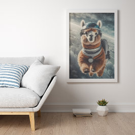 宇宙のアルパカのシュールな動物 ポスター